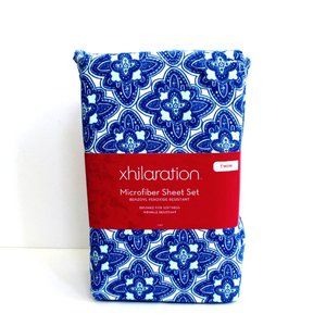 xhilaration 3-Piece Blue & Mint Disco Medallion Boho Microfiber Sheet Set Twin